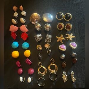 24 Pairs of Vintage Clip Earrings 80s 90s